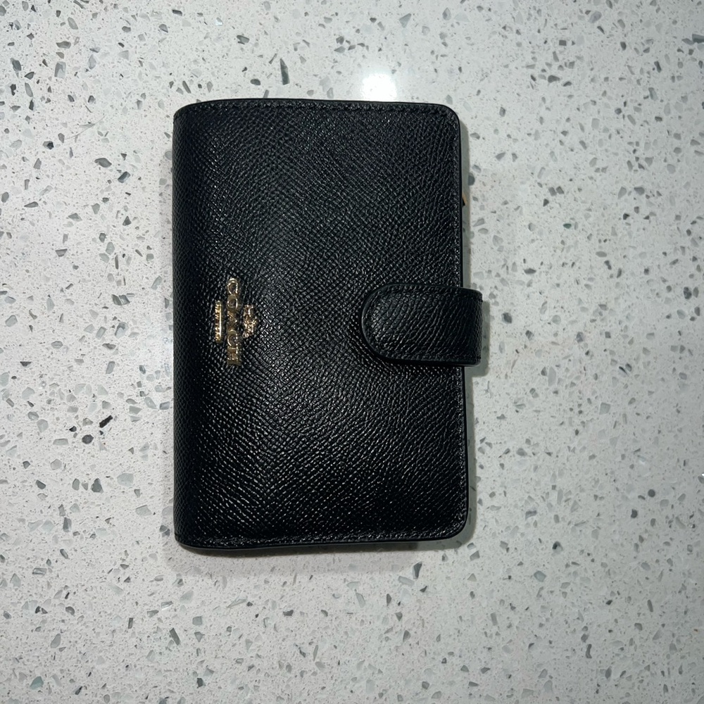 Black Coach Leather Wallet with Gold